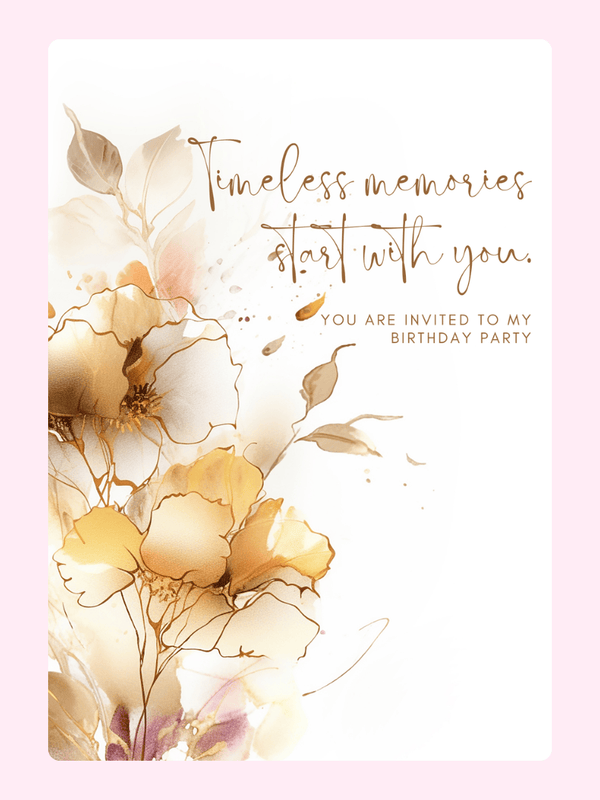 Birthday invitation with floral design.