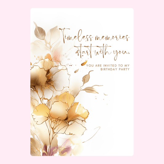 Birthday invitation with floral design.
