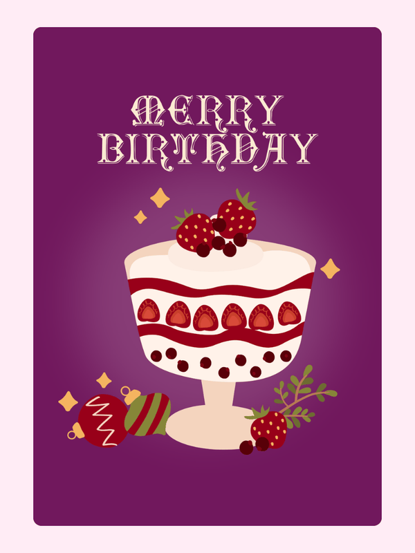 Merry Birthday Ornaments Cake Card