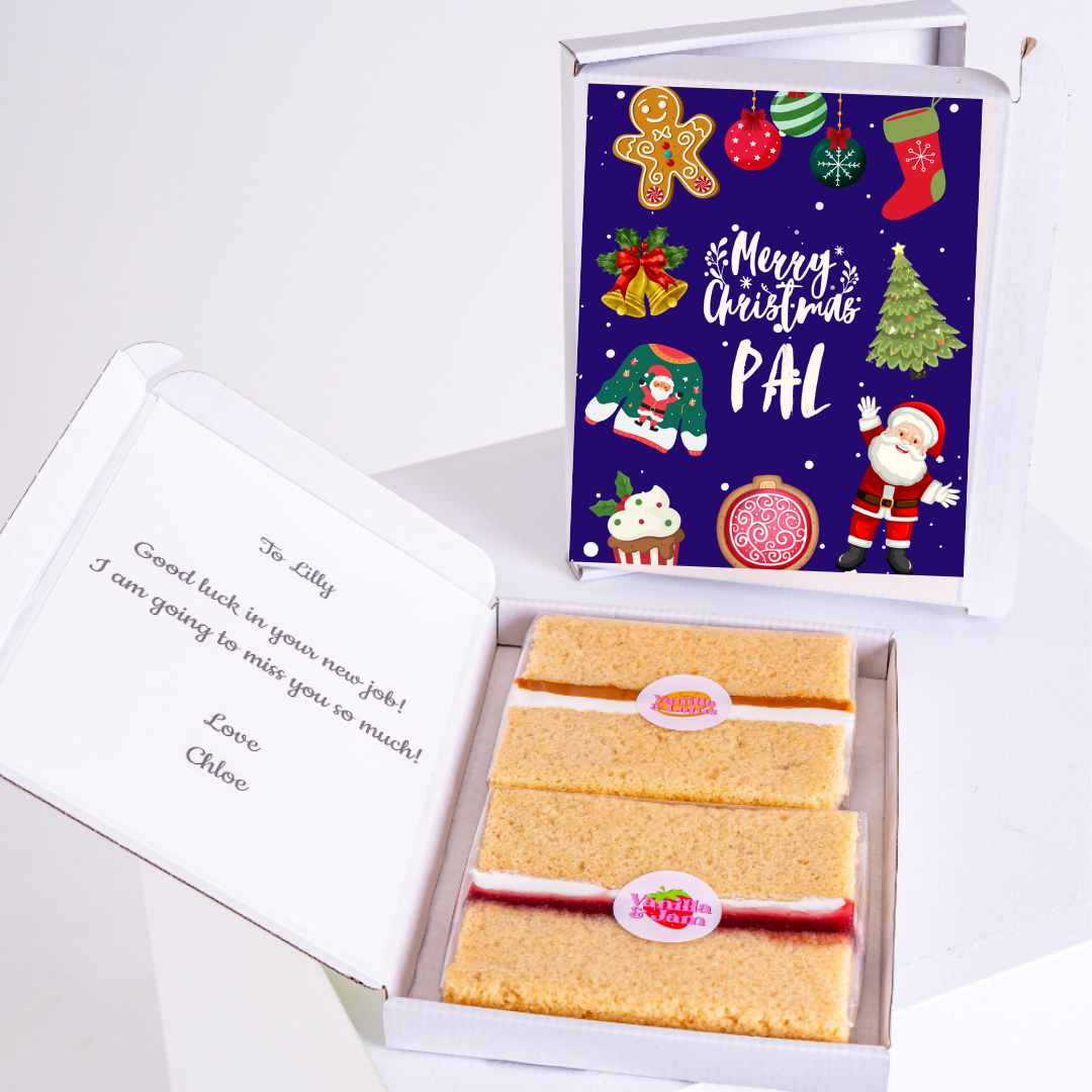 Christmas gift box with cake and card for Pal