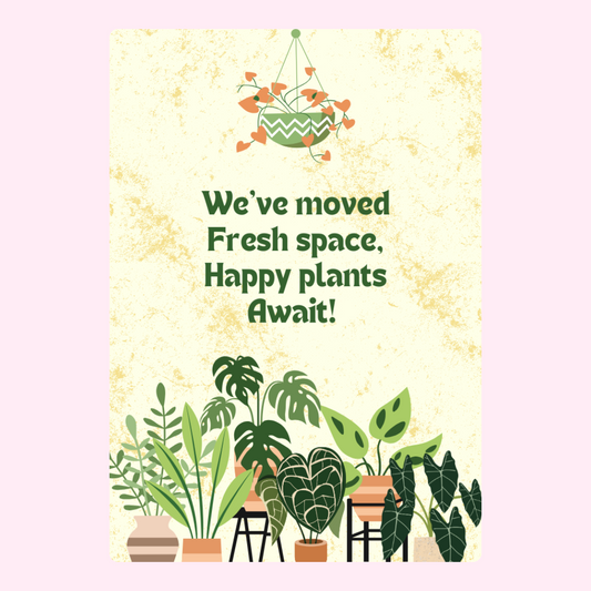 New space announcement with plants.