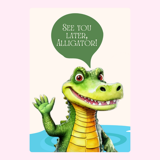 Cute alligator saying See you later!