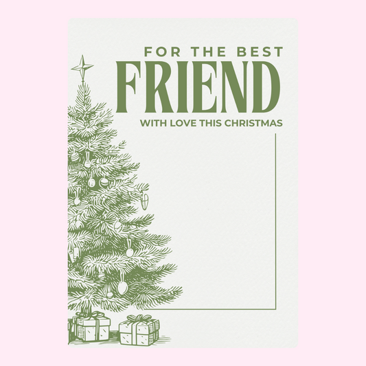 Christmas card for best friend with tree and gifts
