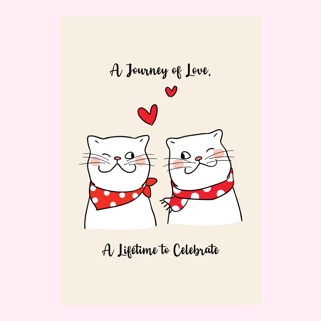 Cute cat love card design A Journey of Love
