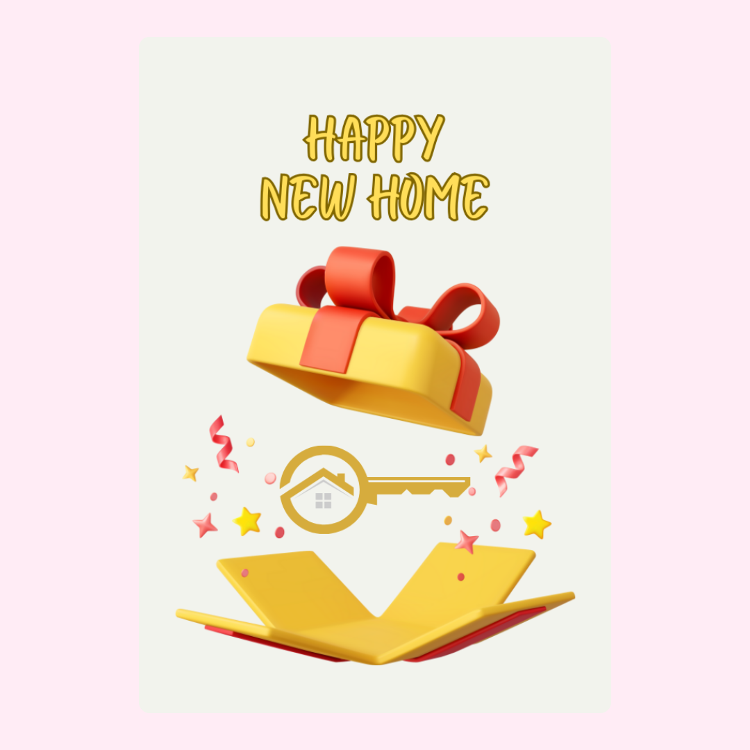 Happy New Home gift box with key illustration