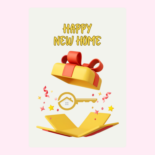 Happy New Home gift box with key illustration