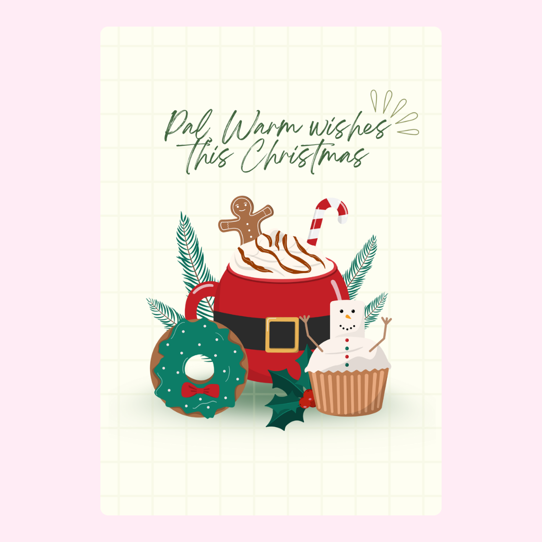 Christmas greeting card with festive treats