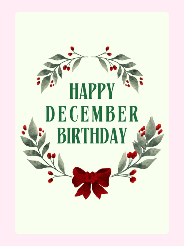 December Wreath Birthday Cake Card