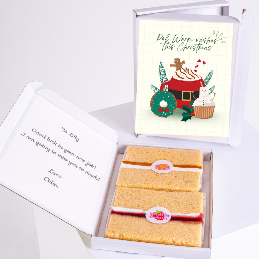 Christmas gift box for Lilly with cake and card.