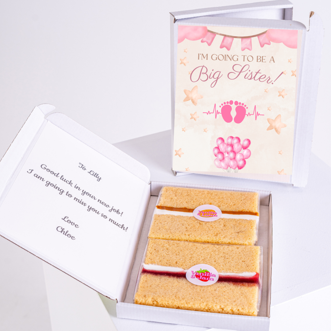 Big Sister announcement cake gift box for Lilly