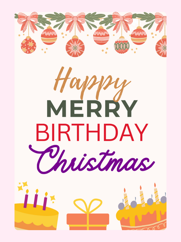 Happy Merry Birthday Cake Card
