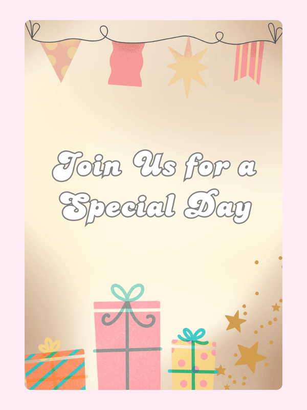 Special day invitation with gifts and decorations
