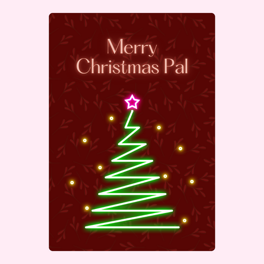 Merry Christmas Pal card with neon tree design