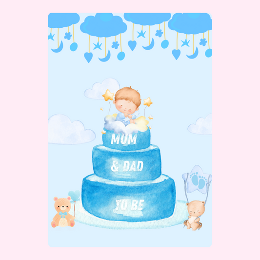 Baby shower cake design with Mum & Dad to Be
