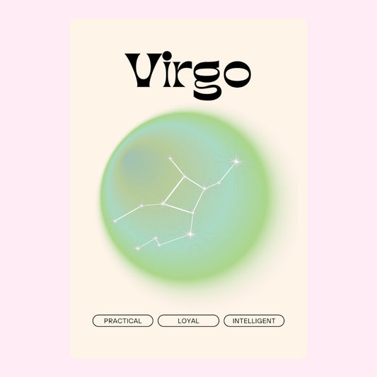 Virgo with constellation and traits: practical, loyal, intelligent.