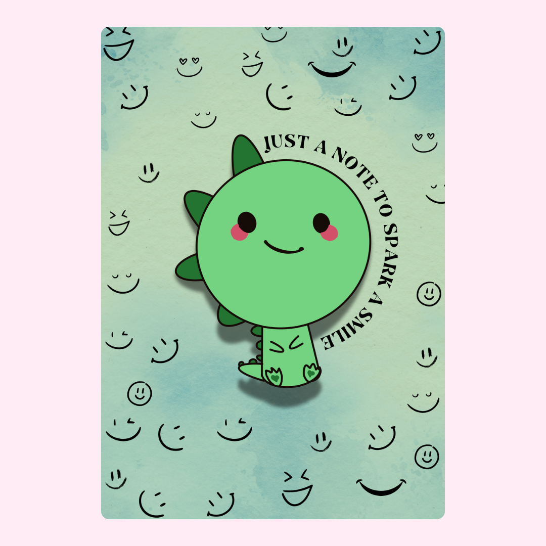 Wajeeh's cute dinosaur note, sparking a smile.