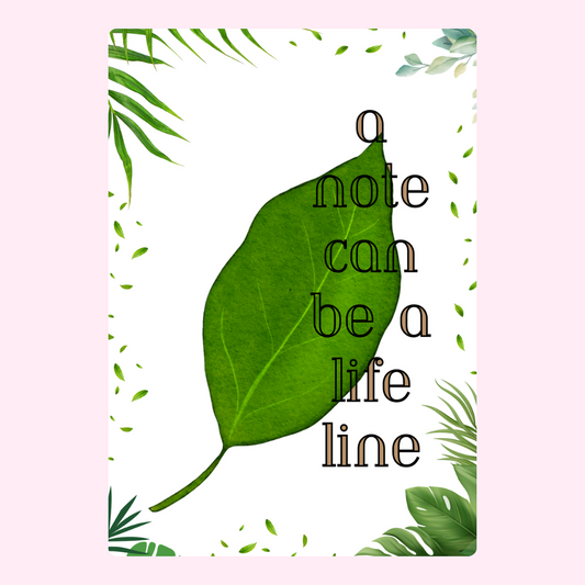 Note with leaf and life line message