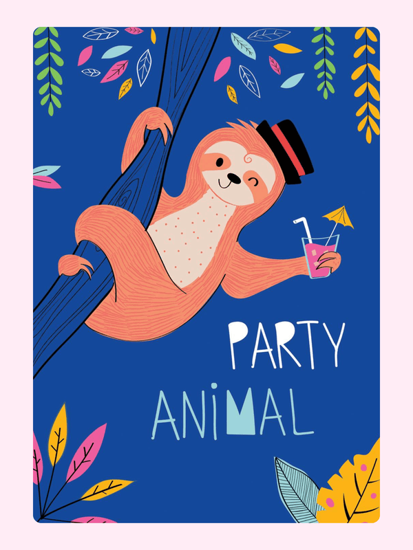 Website party animal sloth graphic, July 8, 2024