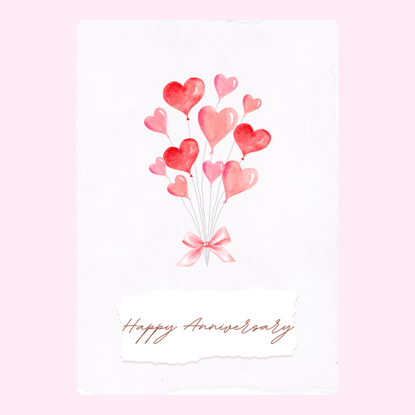 Heart Balloons Anniversary Cake Card cake card