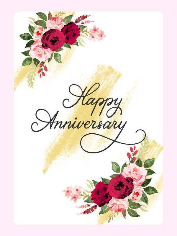 Website Happy Anniversary card with floral design.