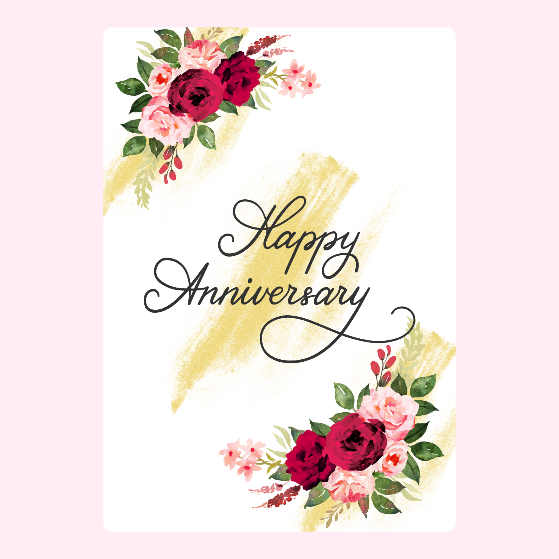 Website Happy Anniversary card with floral design.