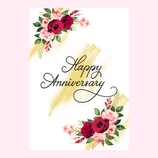 Website Happy Anniversary card with floral design.