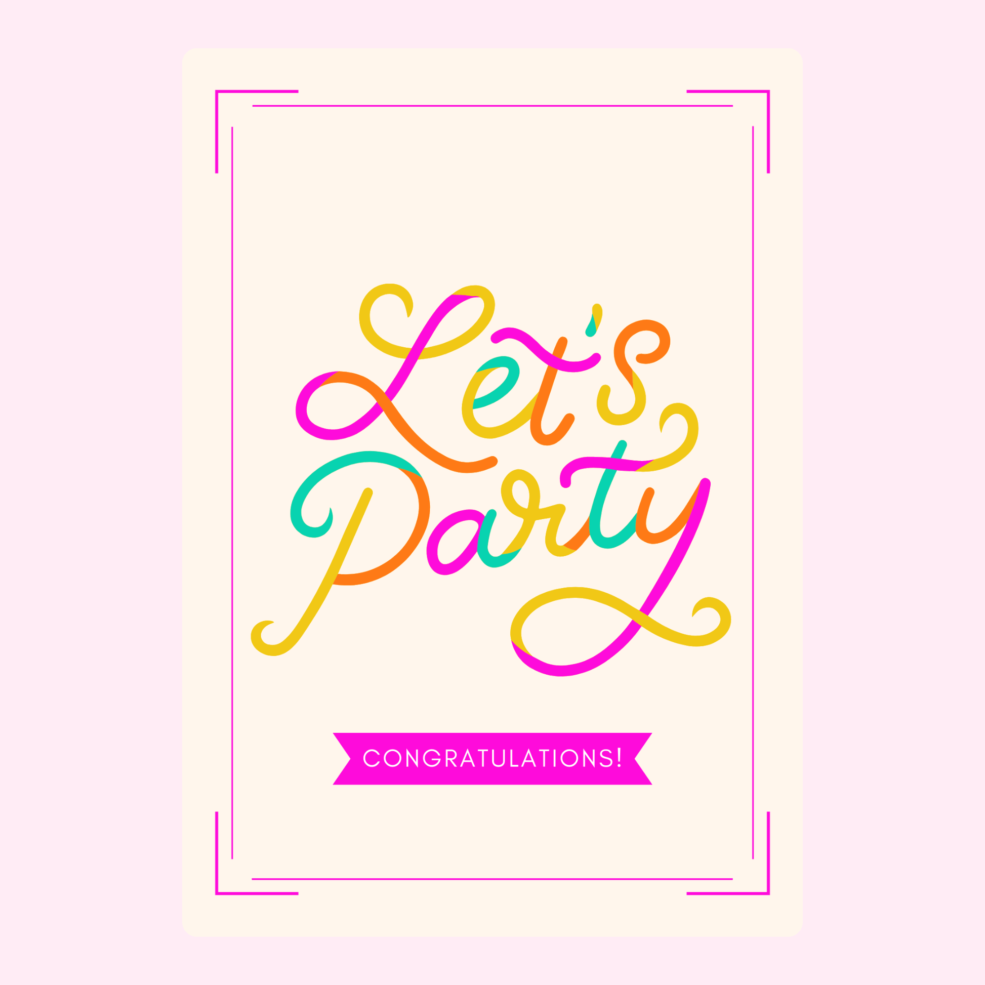 Website Let's Party greeting card, July 9, 2024
