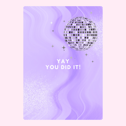 Yay You Did It! card with disco ball