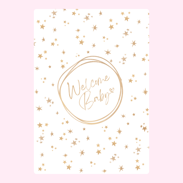 Welcome Baby Gold Stars Cake Card cake card