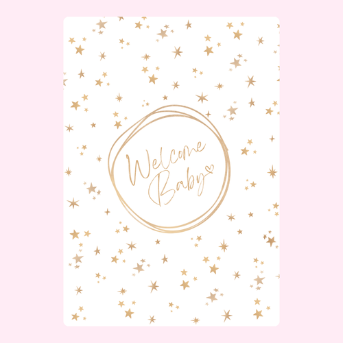 Welcome Baby Gold Stars Cake Card