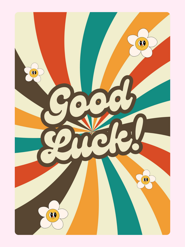 Good Luck Groovy Swirl Cake Card