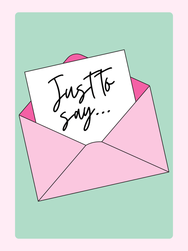 Website - Just to say message in pink envelope