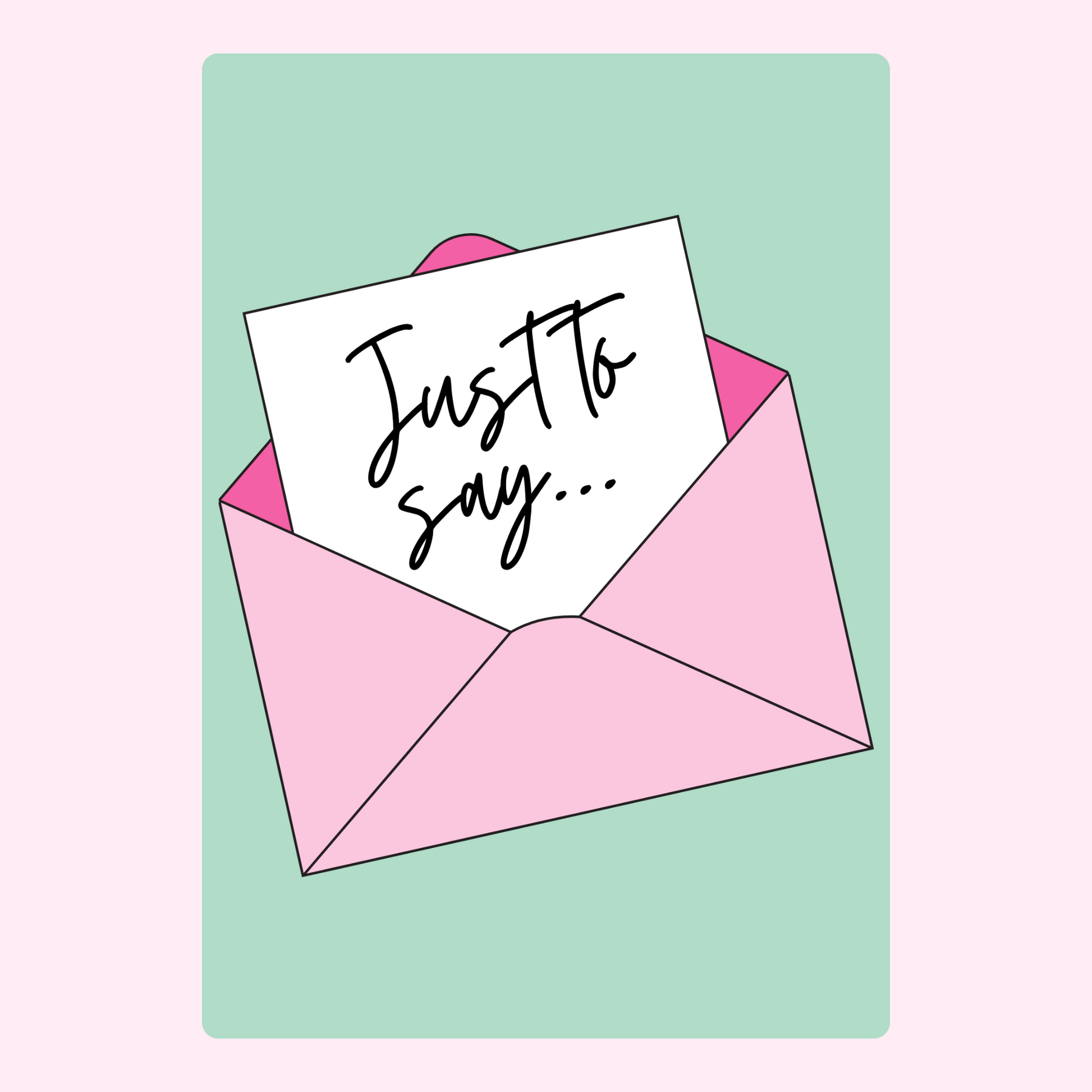 Website - Just to say message in pink envelope