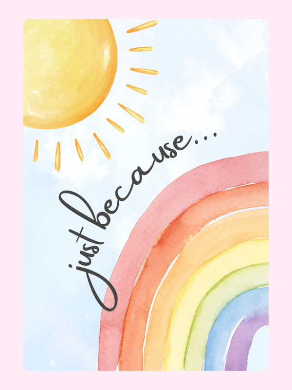 Website - Watercolor sun & rainbow just because card