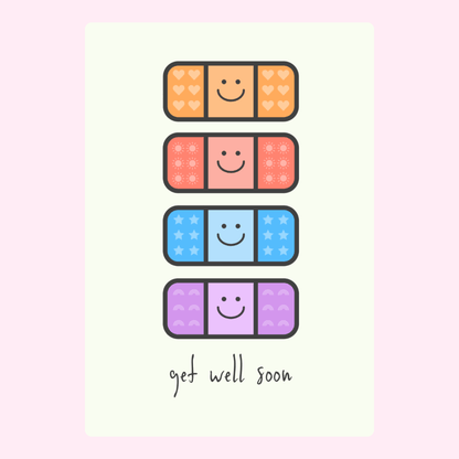 Website - Get well soon card with smiling bandages