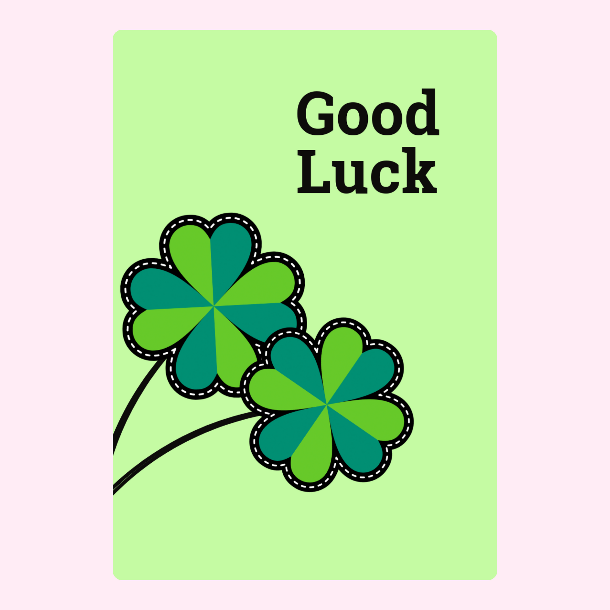 Good Luck card with shamrocks - Website 2024-07-10