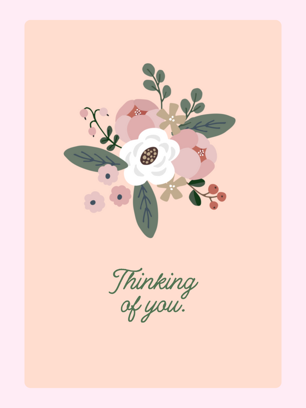 Website floral card with Thinking of you message.