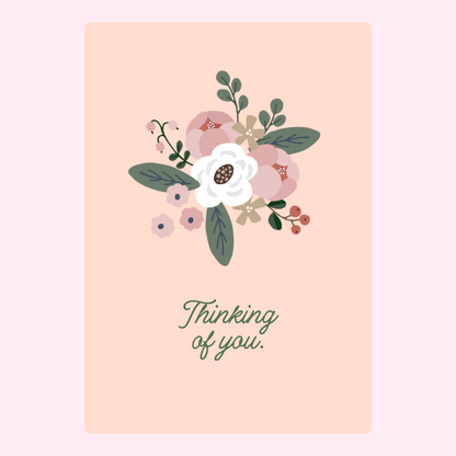 Website floral card with Thinking of you message.