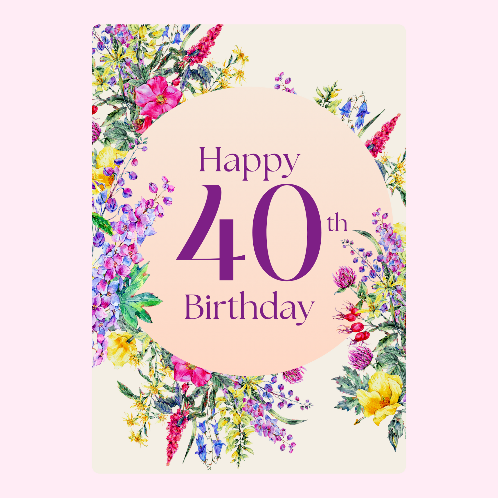 Happy 40th Birthday floral card (Website-2024-07-10)