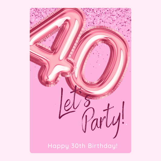 Website - Happy 30th Birthday card with 40 balloon