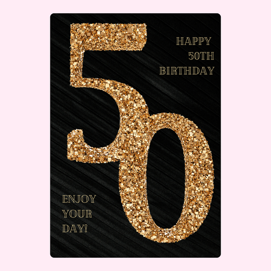Happy 50th Birthday card from website, July 10, 2024.