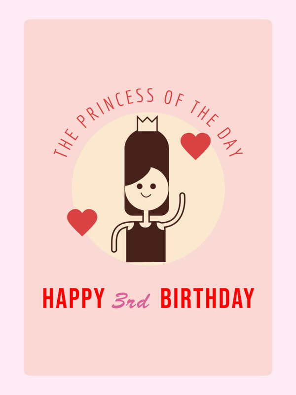 Happy 3rd Birthday Cake Card