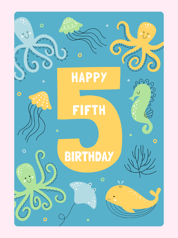 Happy Fifth Birthday Cake Card