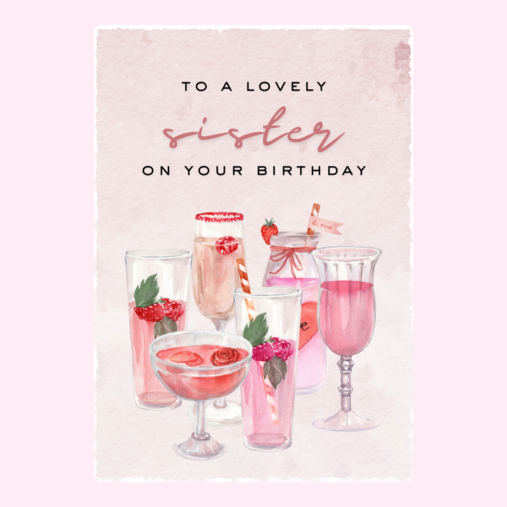 Birthday card for sister with cocktails, Website 2024
