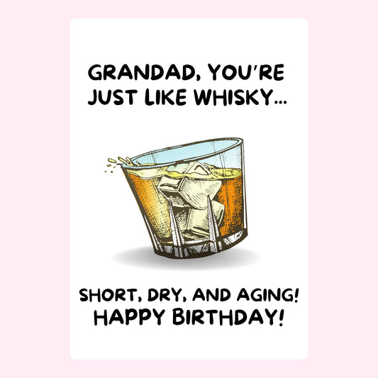 Happy Birthday Grandad card with whisky, August 13, 2024