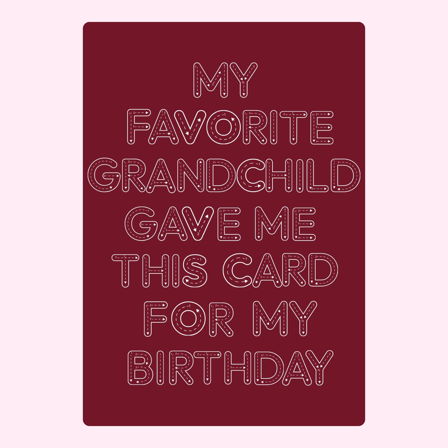 Birthday card from grandchild on website.