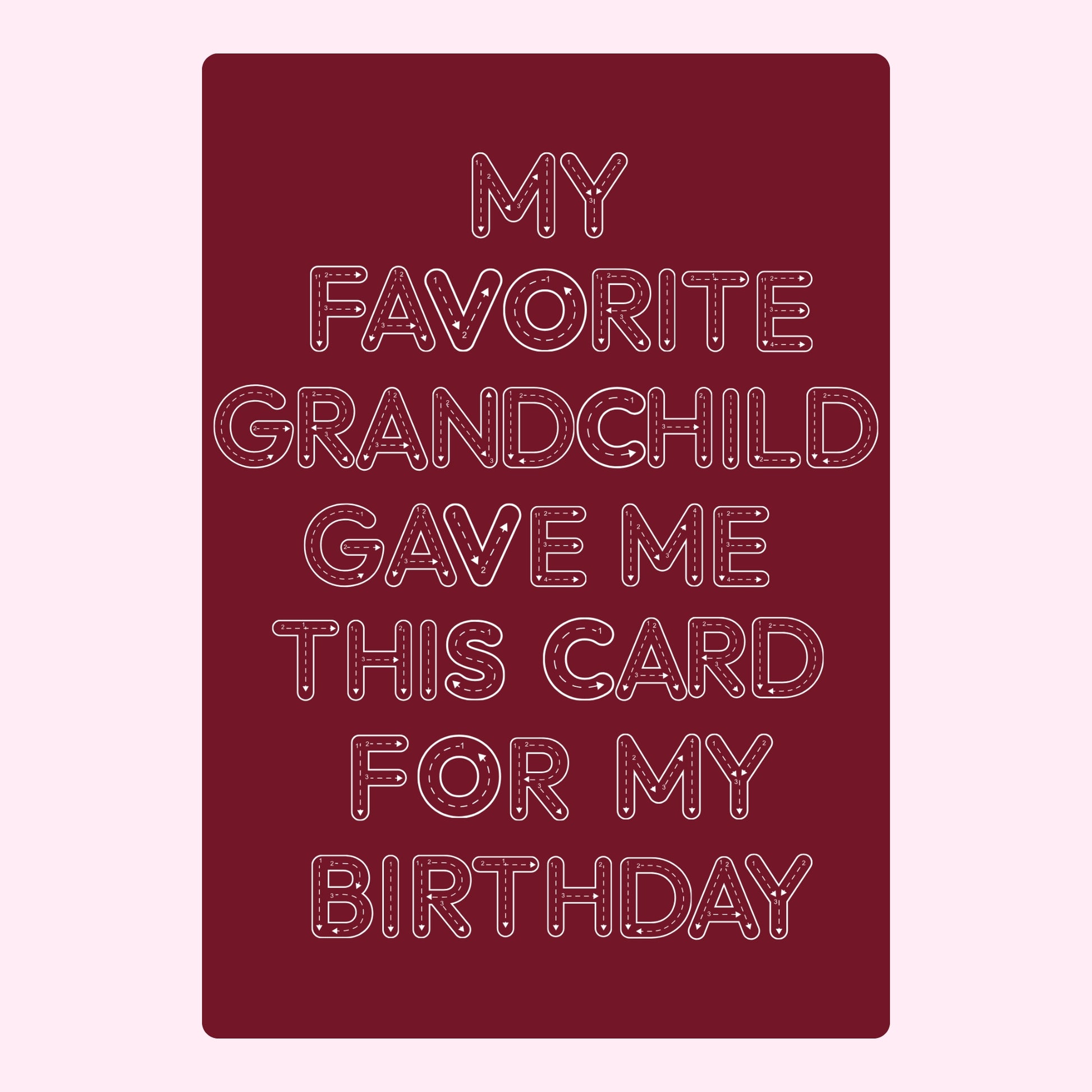 Birthday card from grandchild on website.