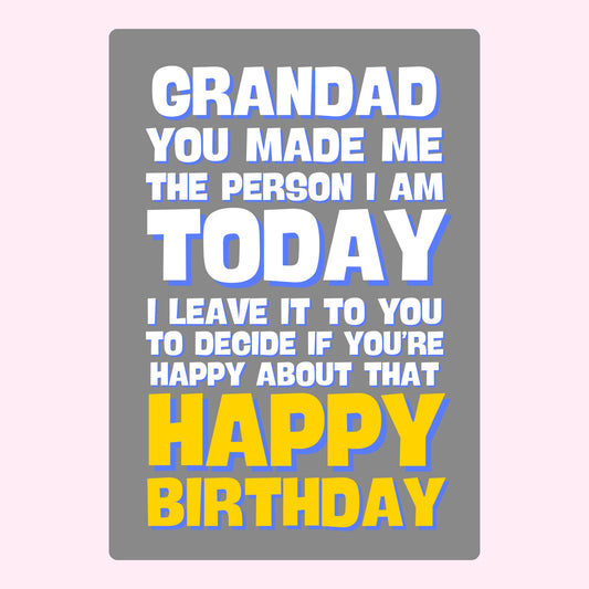 Website birthday card for Grandad
