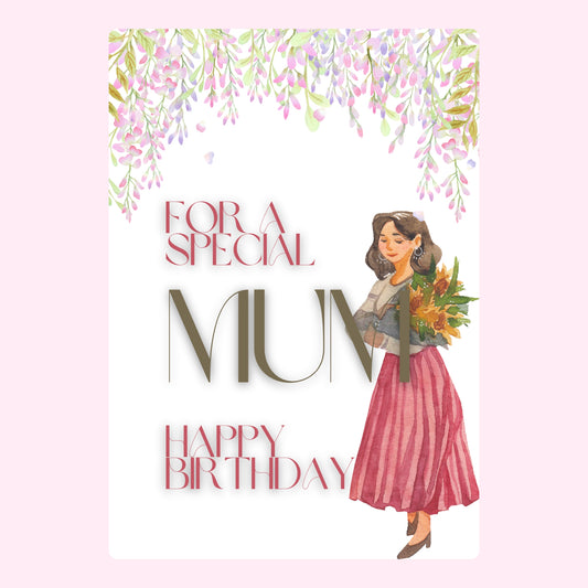 Birthday card for Mum with flowers, August 2024
