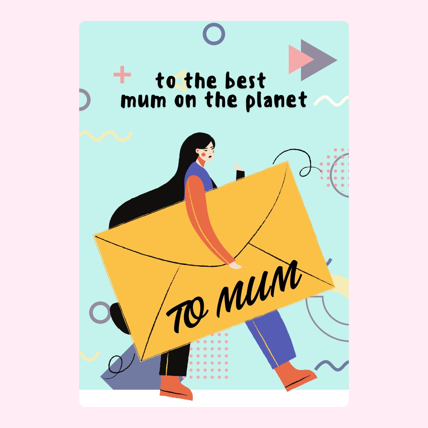 Mum card with envelope, best mum on the planet.